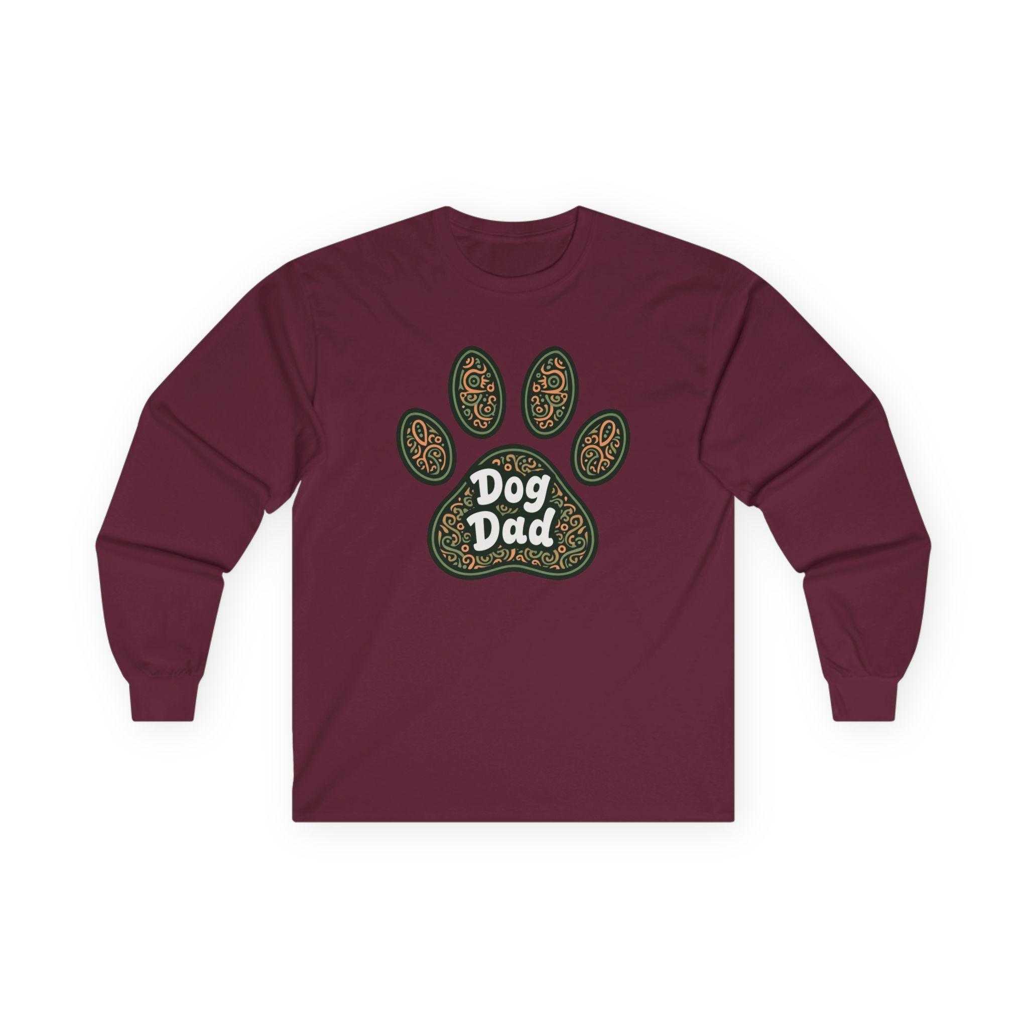 Long Sleeve Tee - Dog Dad Paw Print Design for Pet Lovers - Even Keel LLC