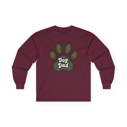 Long Sleeve Tee - Dog Dad Paw Print Design for Pet Lovers.