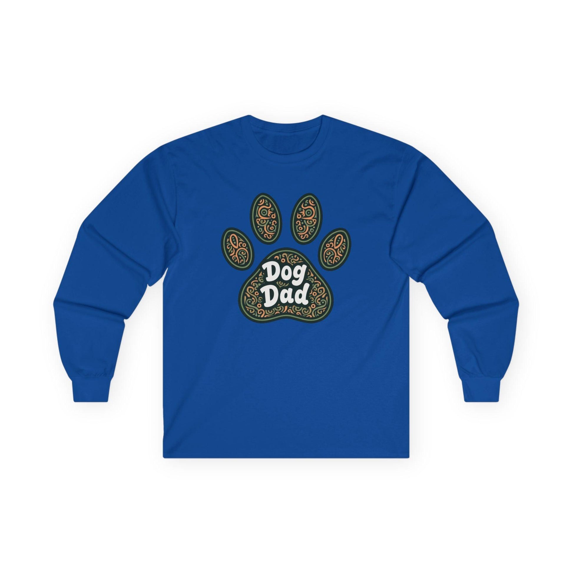 Long Sleeve Tee - Dog Dad Paw Print Design for Pet Lovers.