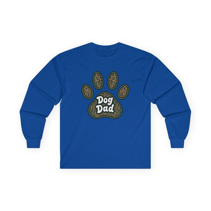 Long Sleeve Tee - Dog Dad Paw Print Design for Pet Lovers.