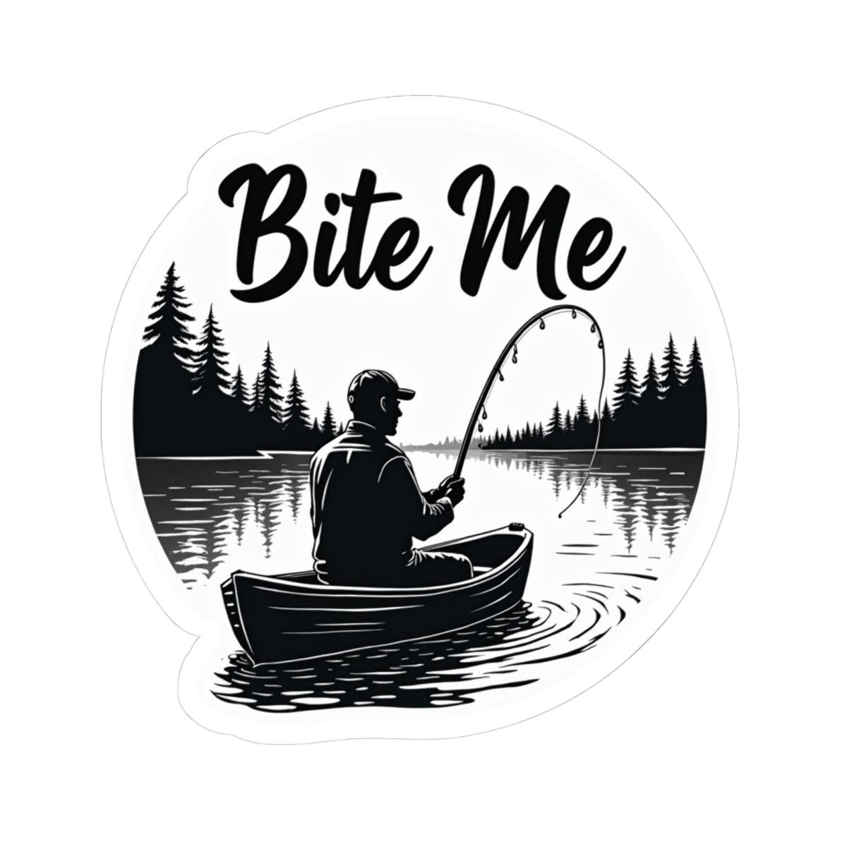 Bite Me Fishing in Canoe Sticker for Outdoor Lovers - Even Keel LLC