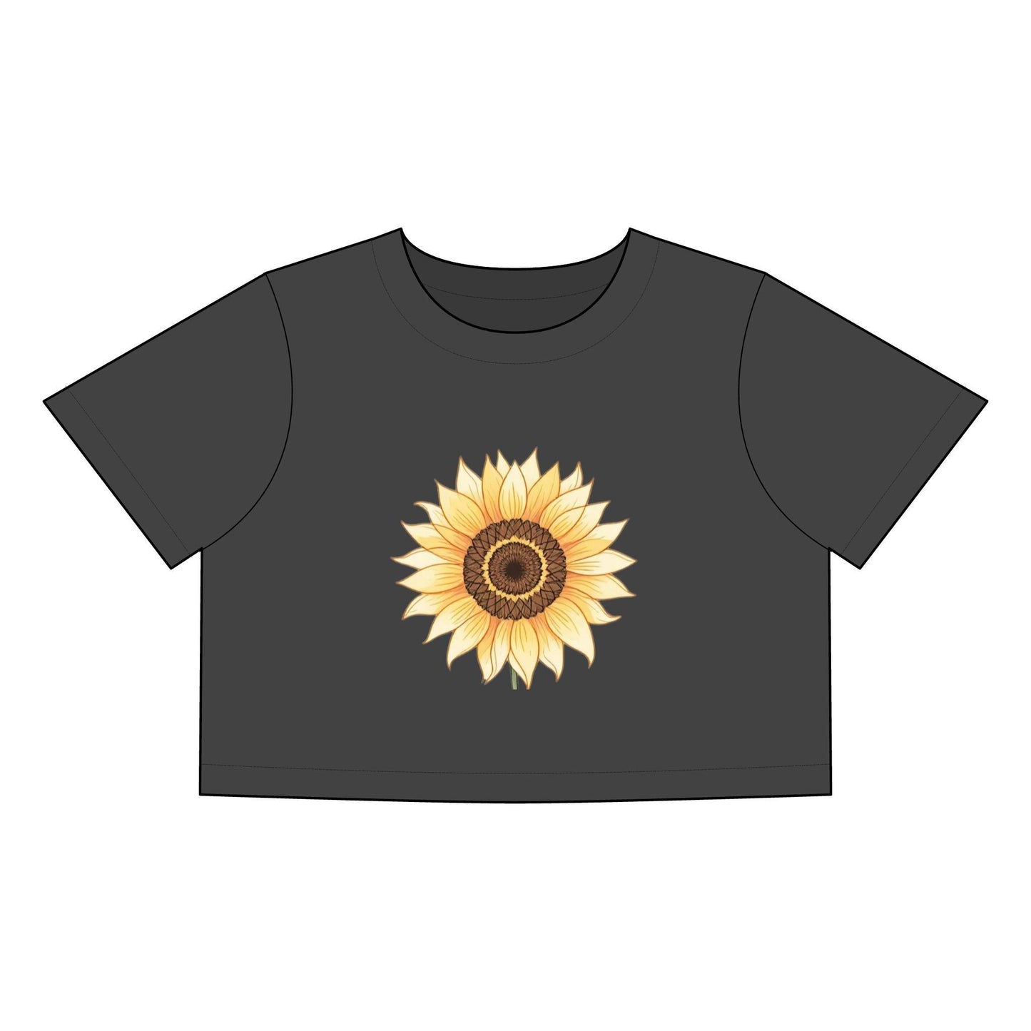 Women's Heavy Faded Crop Tee with Sunflower - Even Keel LLC