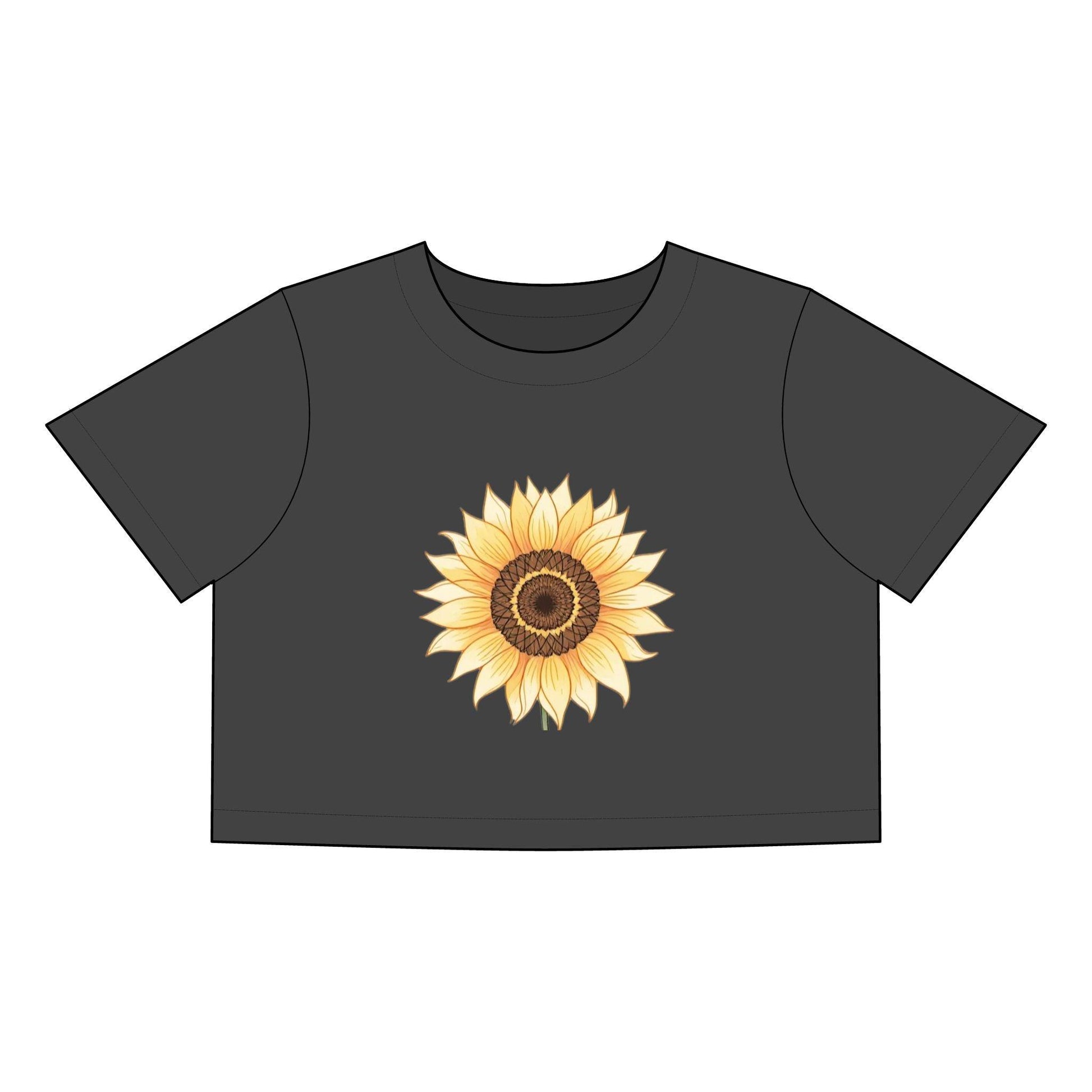 Women's Heavy Faded Crop Tee with Sunflower - Even Keel LLC