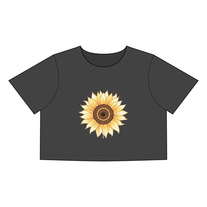 Women's Heavy Faded Crop Tee with Sunflower - Even Keel LLC