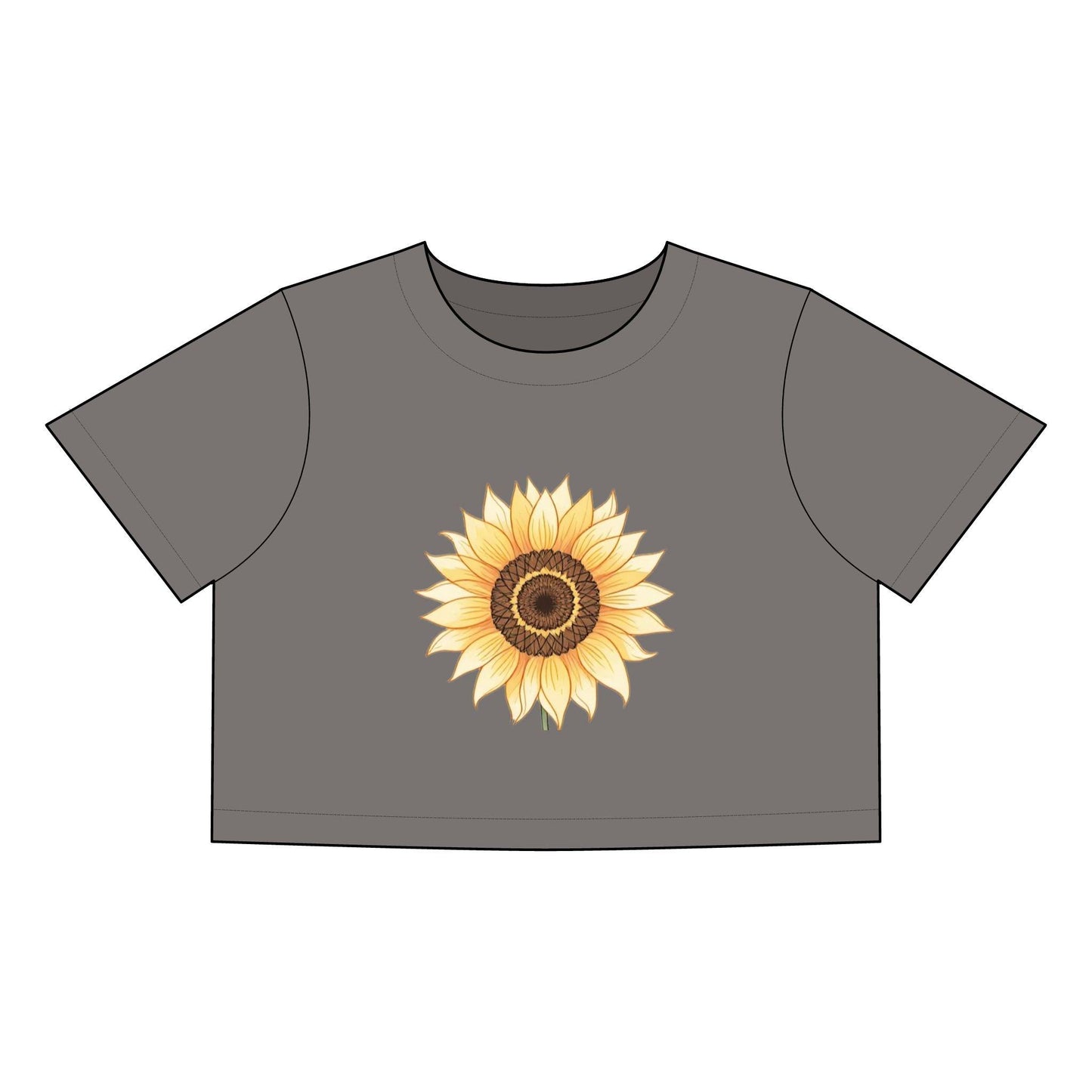 Women's Heavy Faded Crop Tee with Sunflower - Even Keel LLC