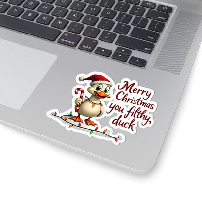 Christmas Duck Kiss-Cut Sticker for Quirky Holiday Fun - Even Keel LLC