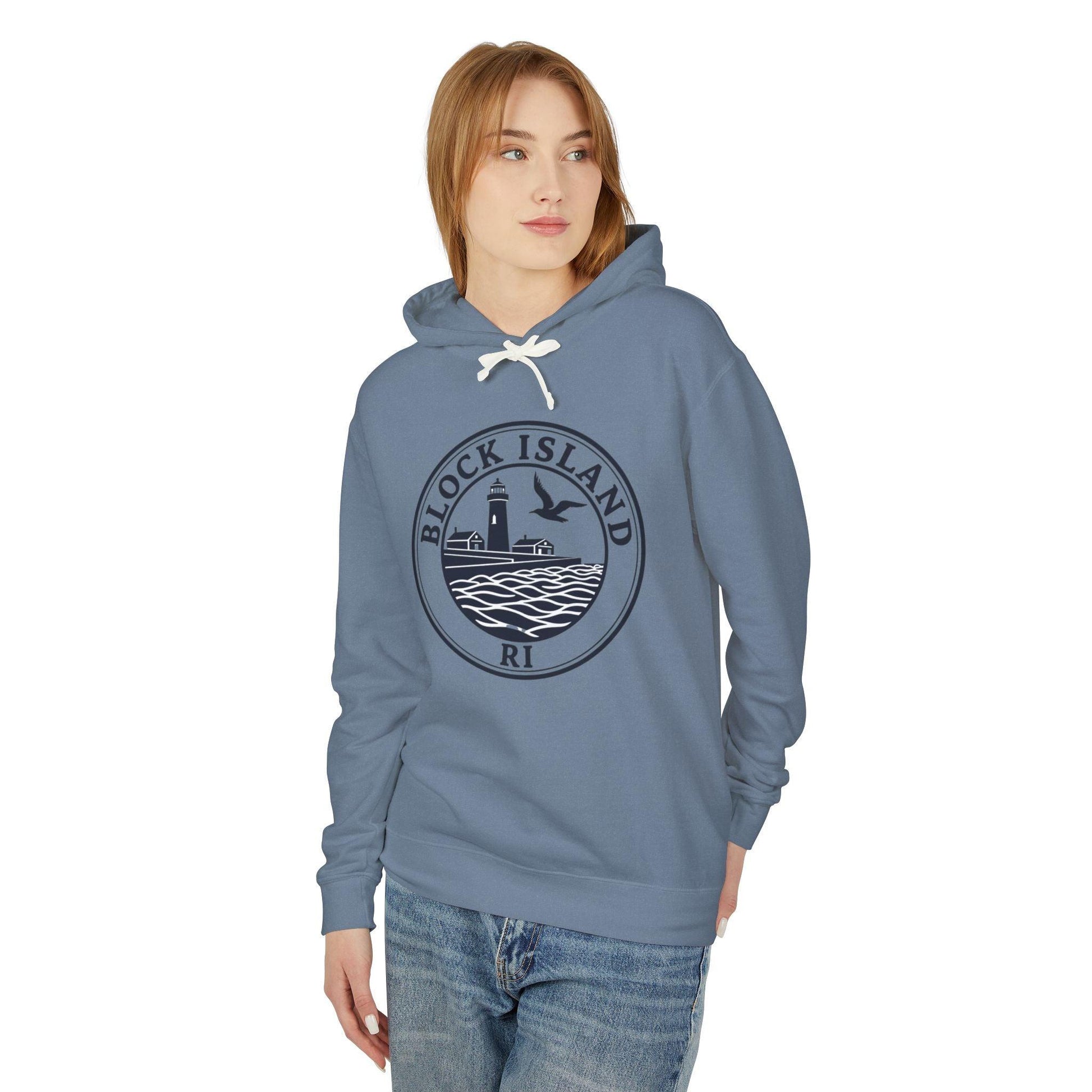 Block Island, RI Lighthouse Hooded Sweatshirt for Comfort - Even Keel LLC