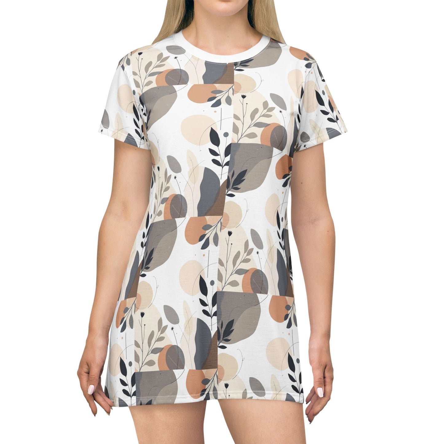 Floral Serenity T-Shirt Dress for Casual Elegance Style