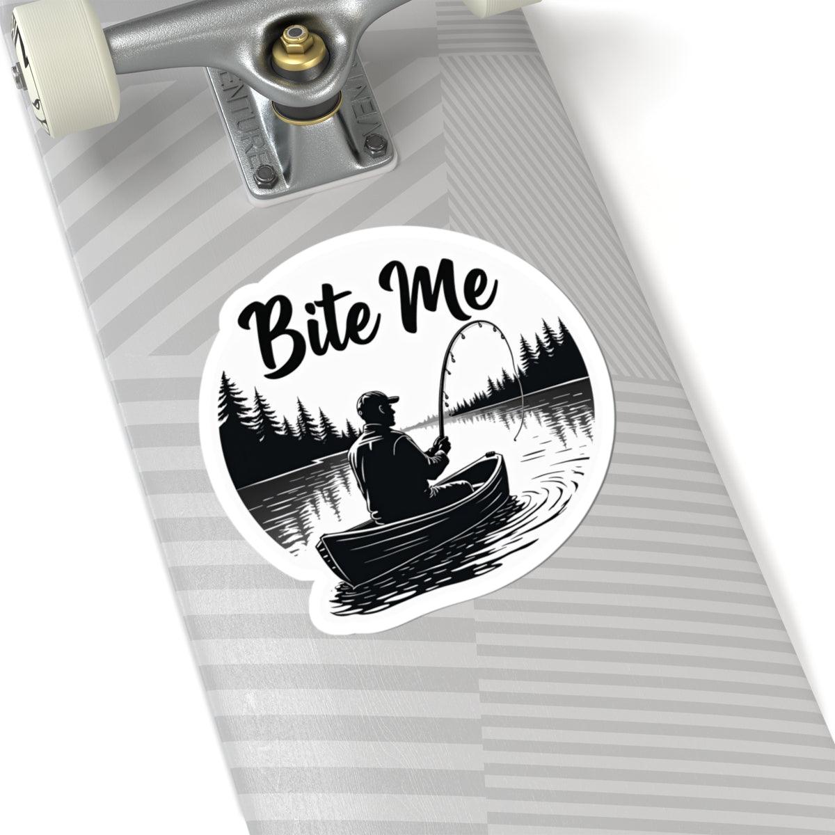 Bite Me Fishing in Canoe Sticker for Outdoor Lovers - Even Keel LLC