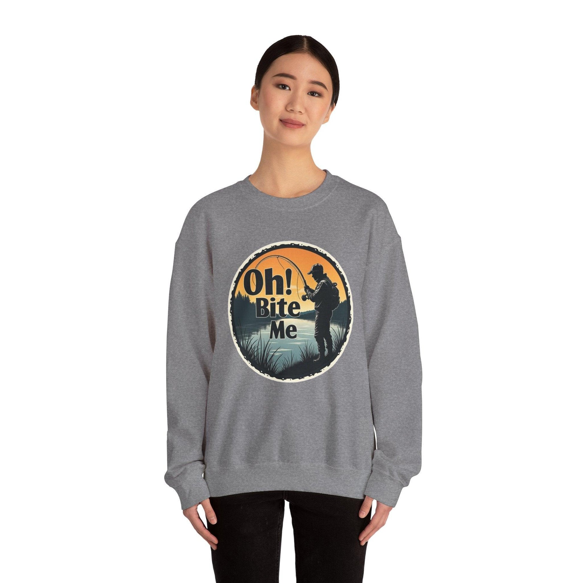 Oh Bite Me Fishing Crewneck Sweatshirt for Comfort and Style - Even Keel LLC