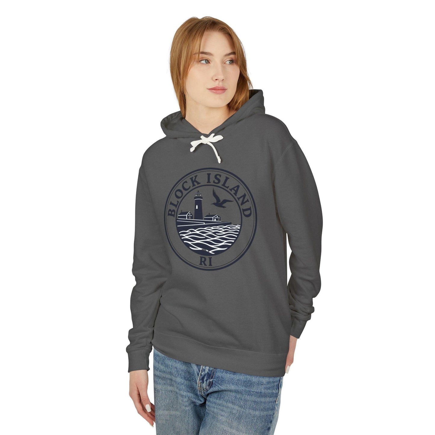 Block Island, RI Lighthouse Hooded Sweatshirt for Comfort - Even Keel LLC