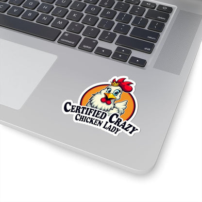 Crazy Chicken Lady - Certified Cartoon Sticker for Decor - Even Keel LLC