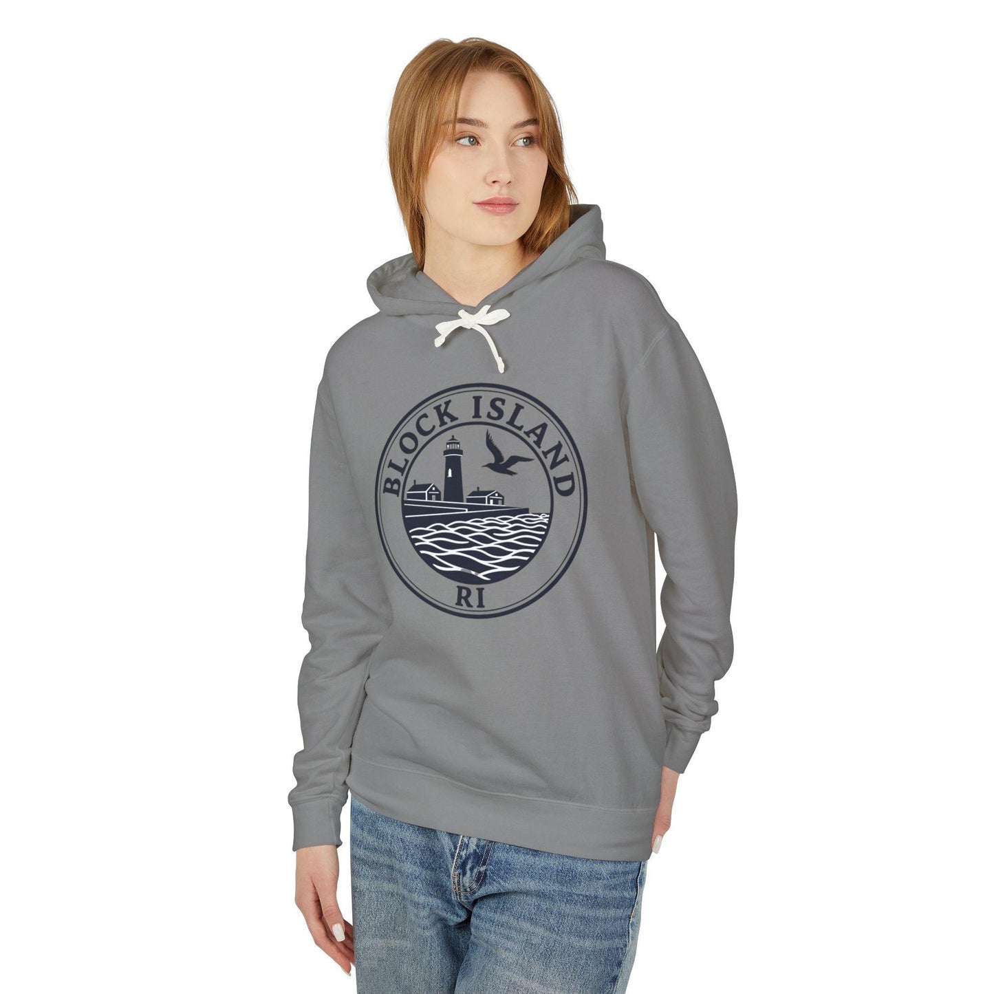 Block Island, RI Lighthouse Hooded Sweatshirt for Comfort - Even Keel LLC