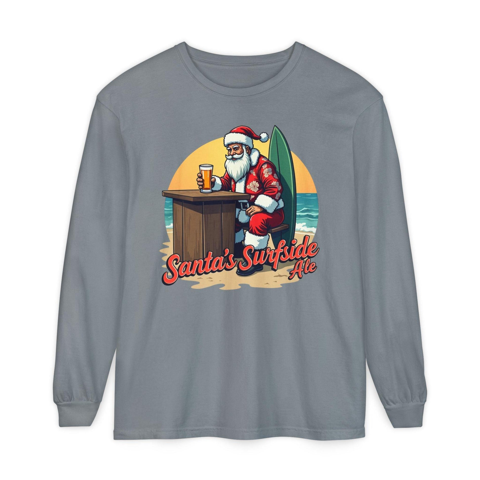 Surfside Santa Long Sleeve T-Shirt for Festive Comfort - Even Keel LLC