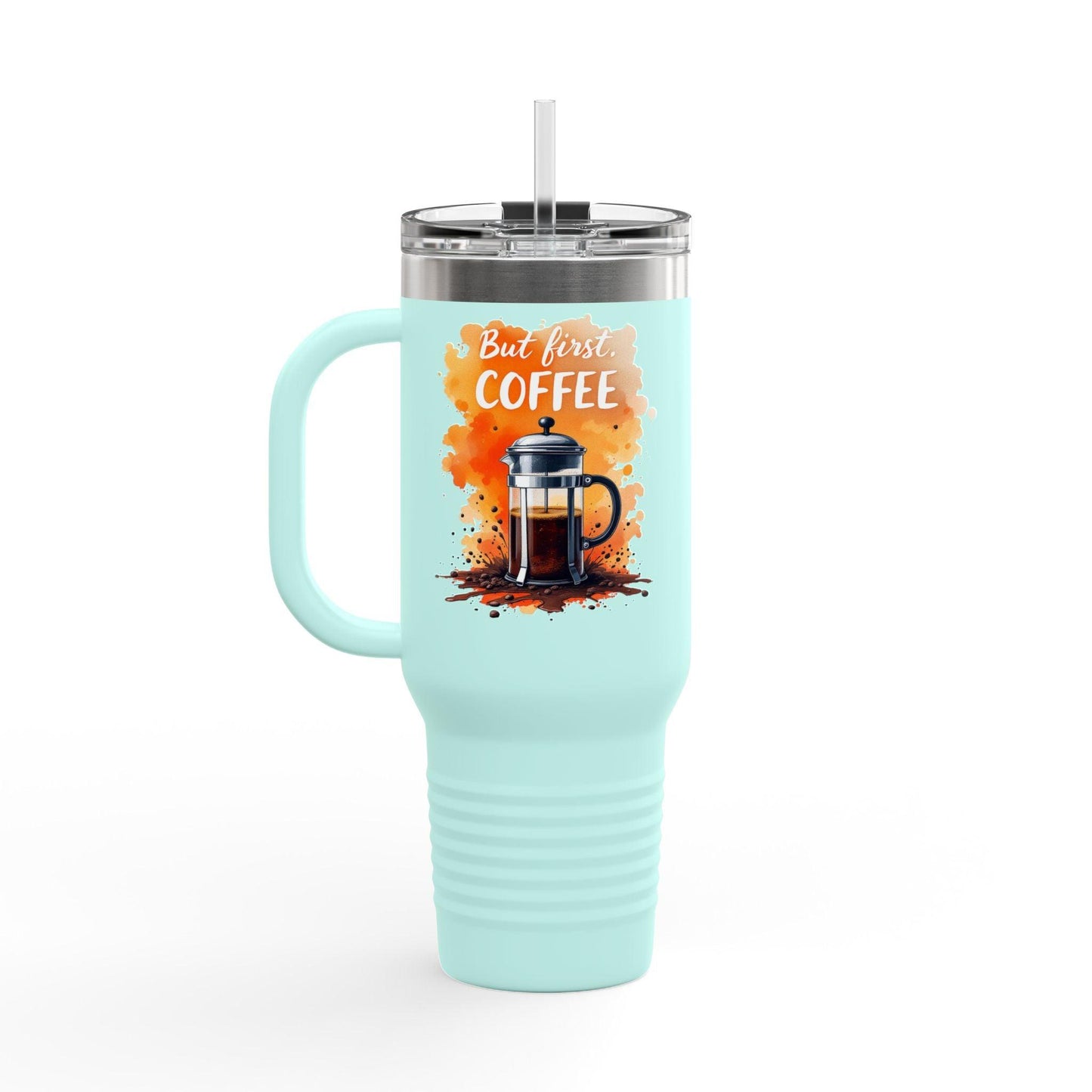 Travel Mug - But First Coffee 40oz Tumbler With Straw - Even Keel LLC