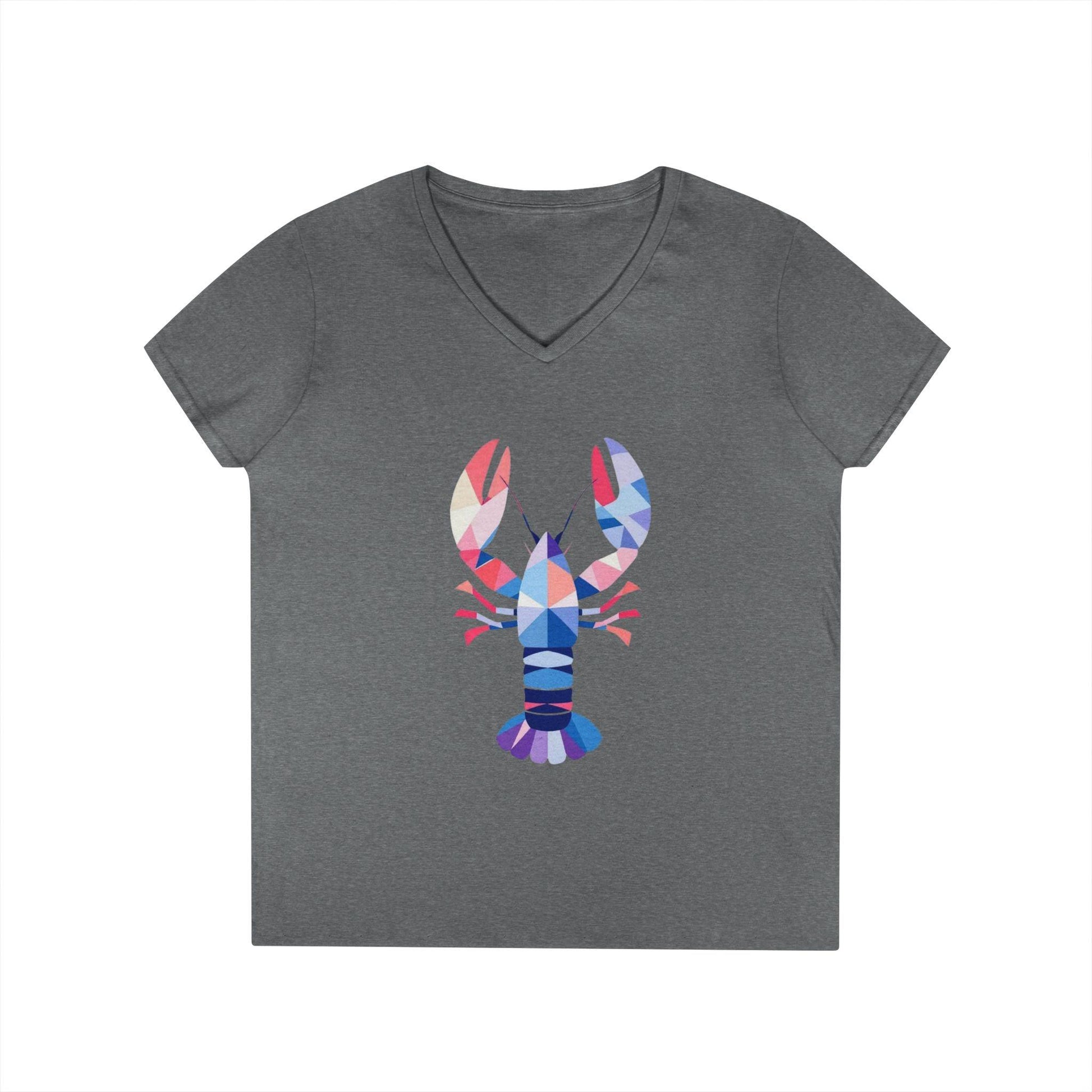 Colorful Lobster Ladies' V-Neck T-Shirt for Summer BBQs - Even Keel LLC