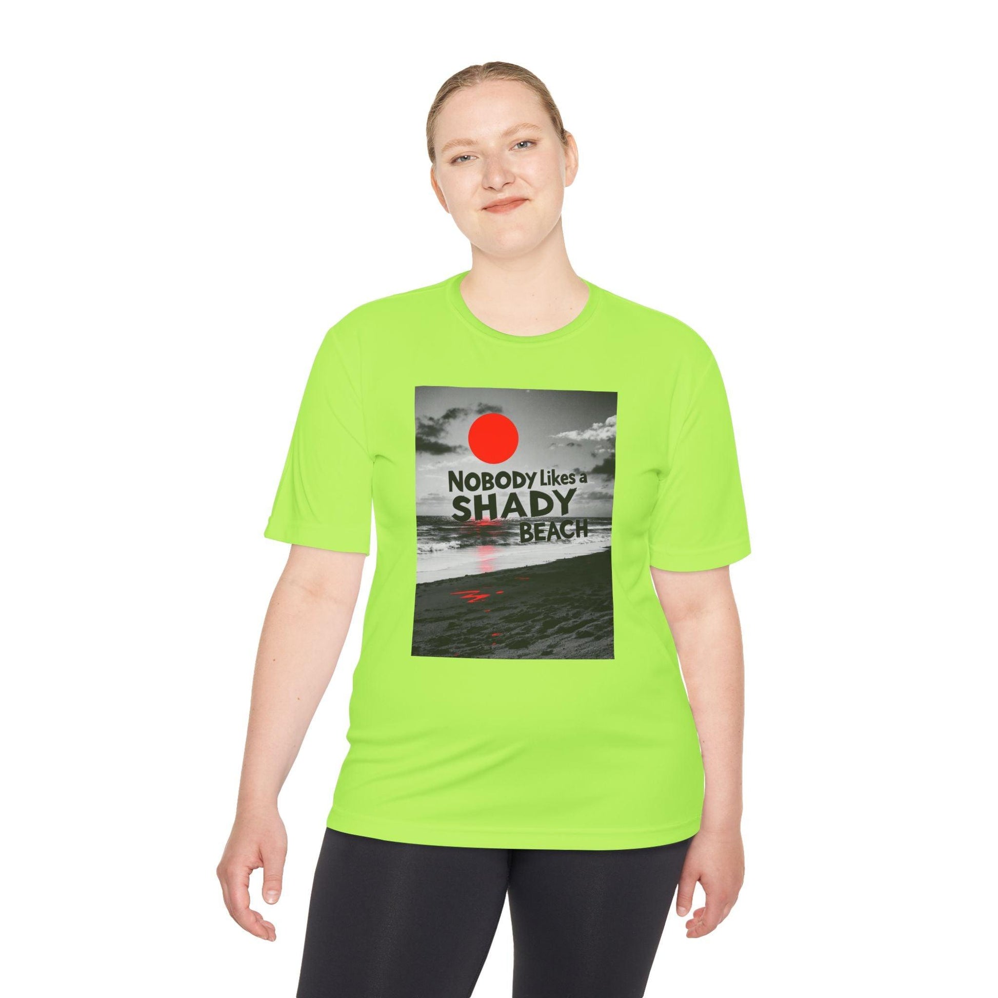 Unisex Moisture Wicking Tee - Nobody Likes a Shady Beach - Even Keel LLC