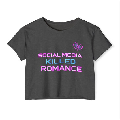 Social Media Killed Romance Crop Top for Millennia Fashion - Even Keel LLC