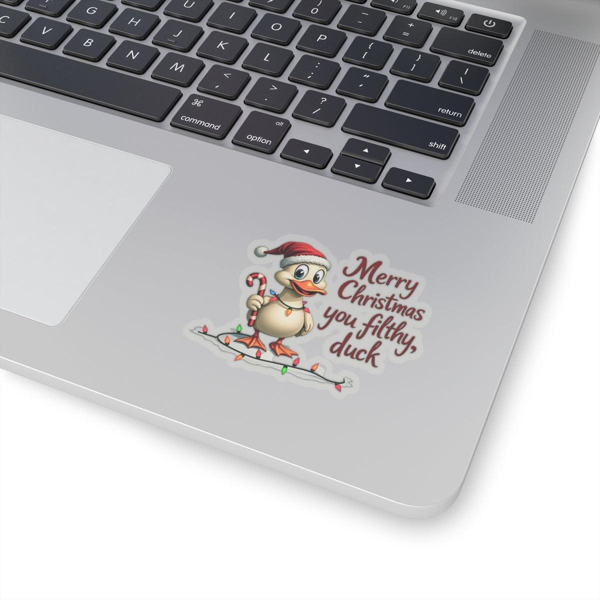 Christmas Duck Kiss-Cut Sticker for Quirky Holiday Fun - Even Keel LLC