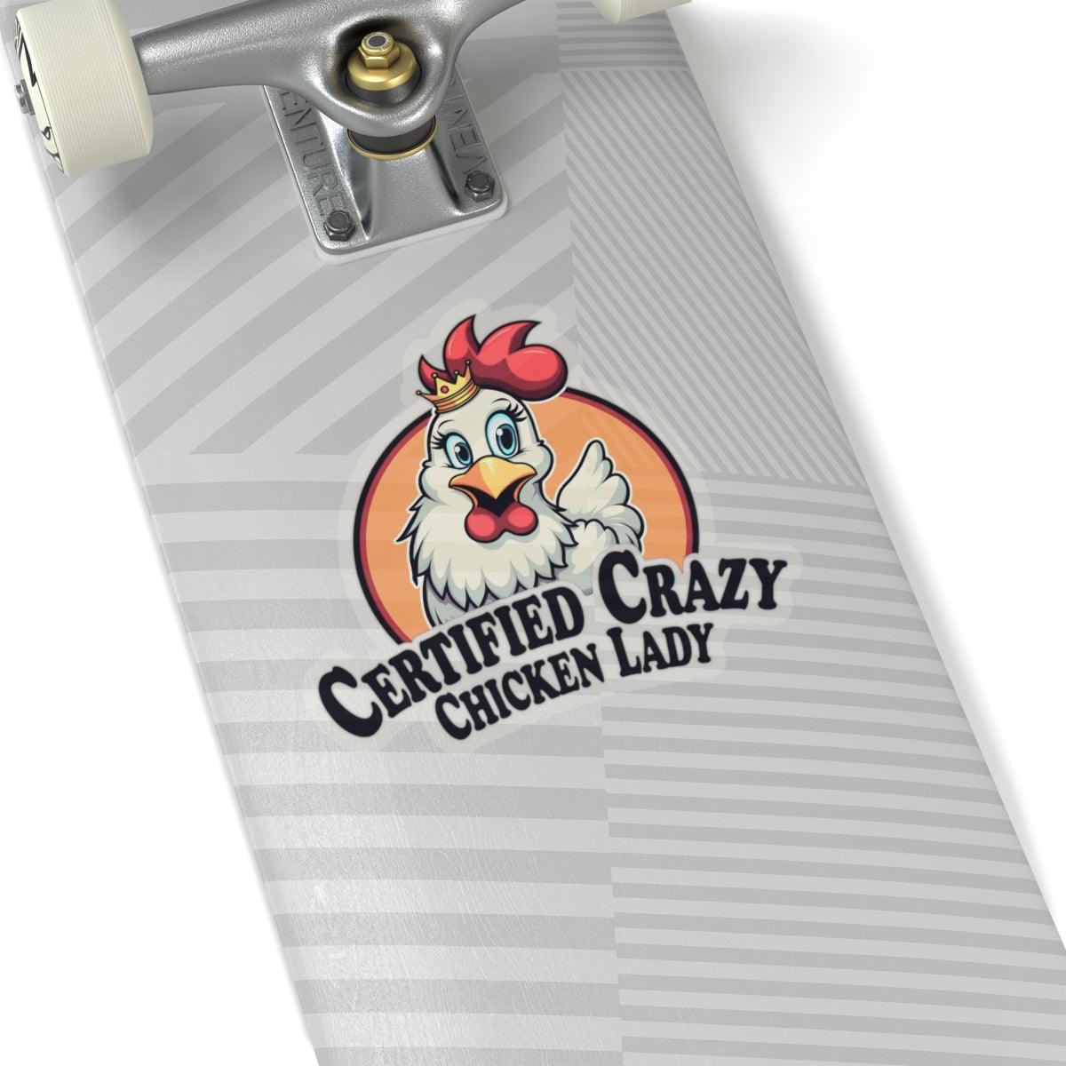 Crazy Chicken Lady - Certified Cartoon Sticker for Decor - Even Keel LLC