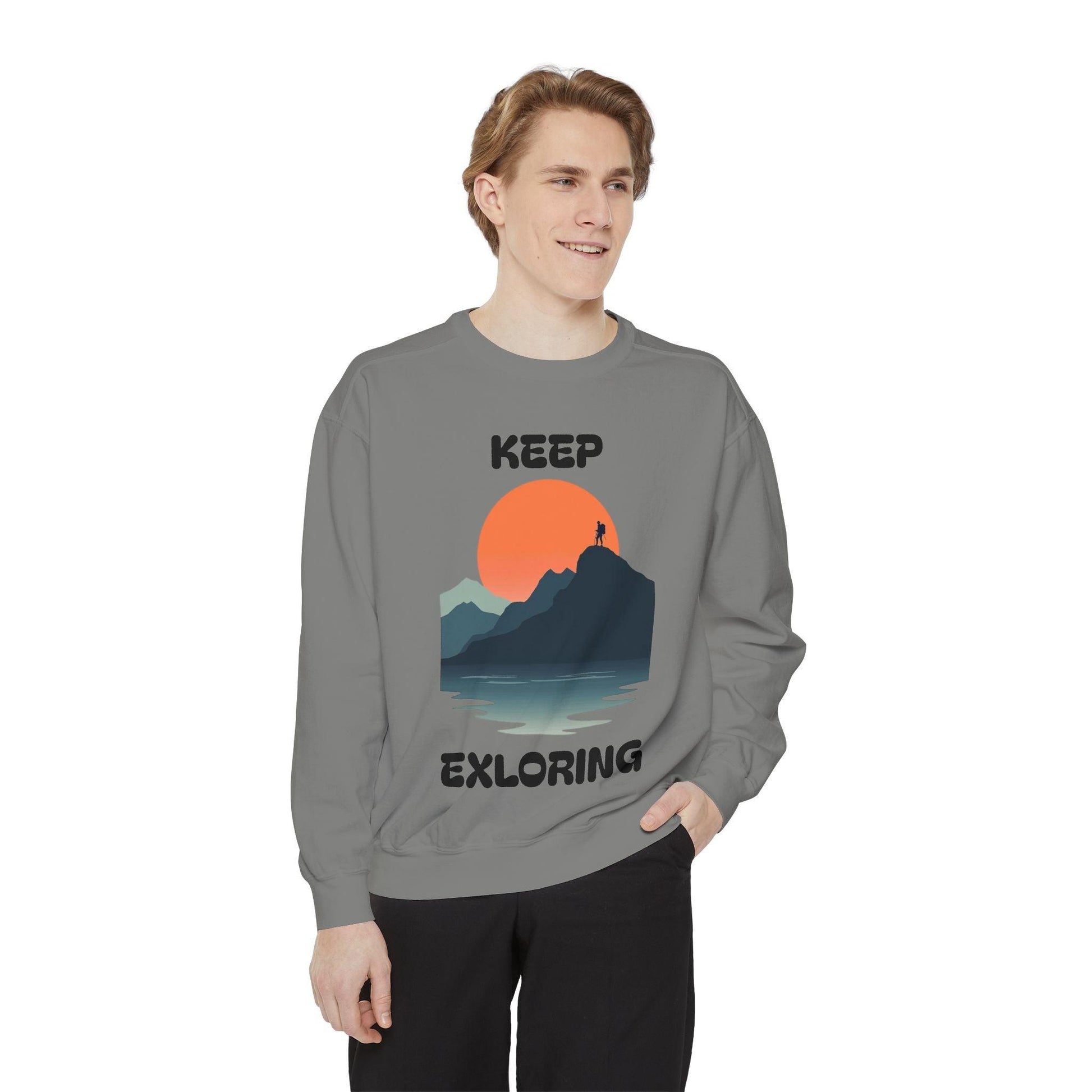 Garment-Dyed Sweatshirt - Keep Exploring Unisex Adventure - Even Keel LLC