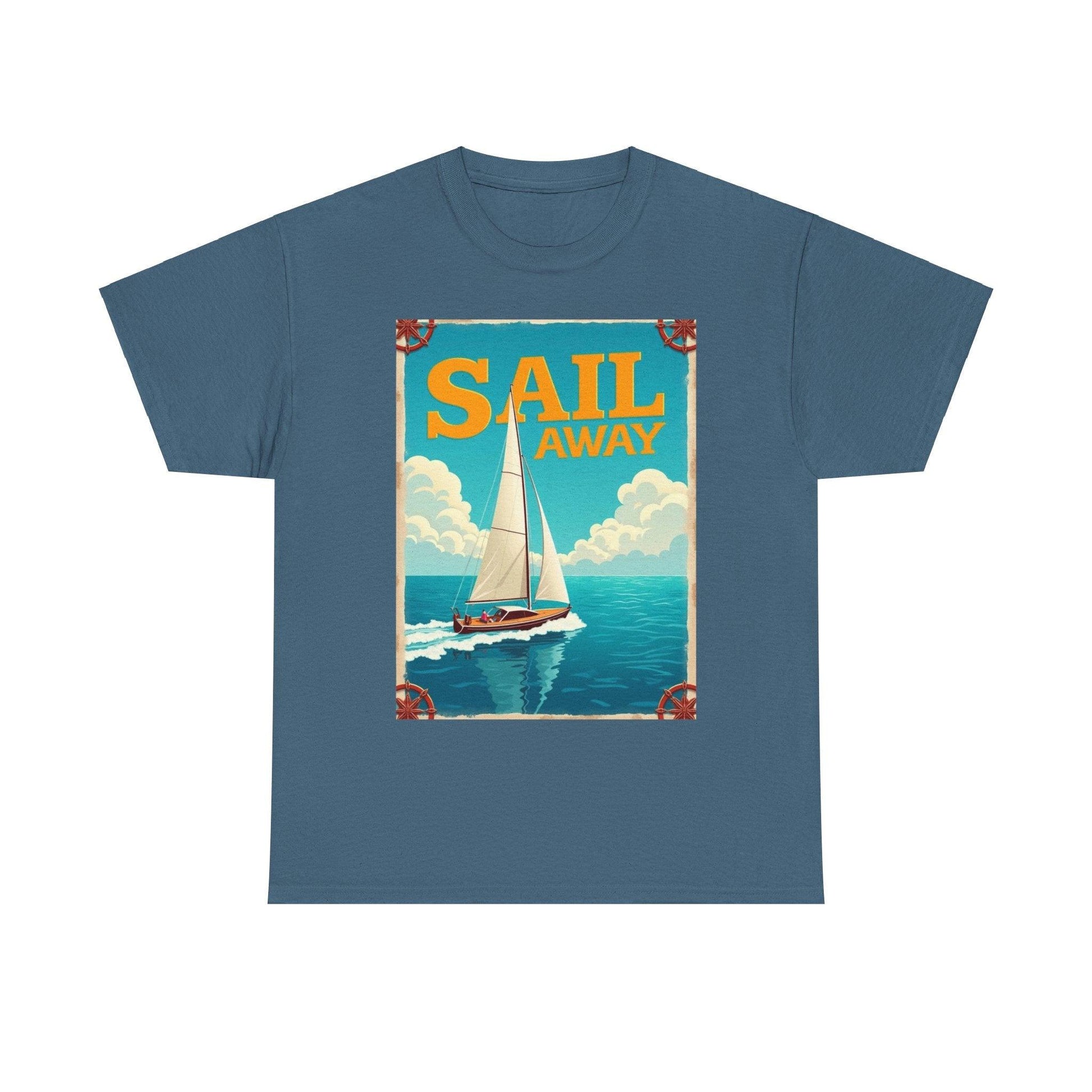 Sail Away Tee - Unisex Heavy Cotton for Ocean Lovers - Even Keel LLC