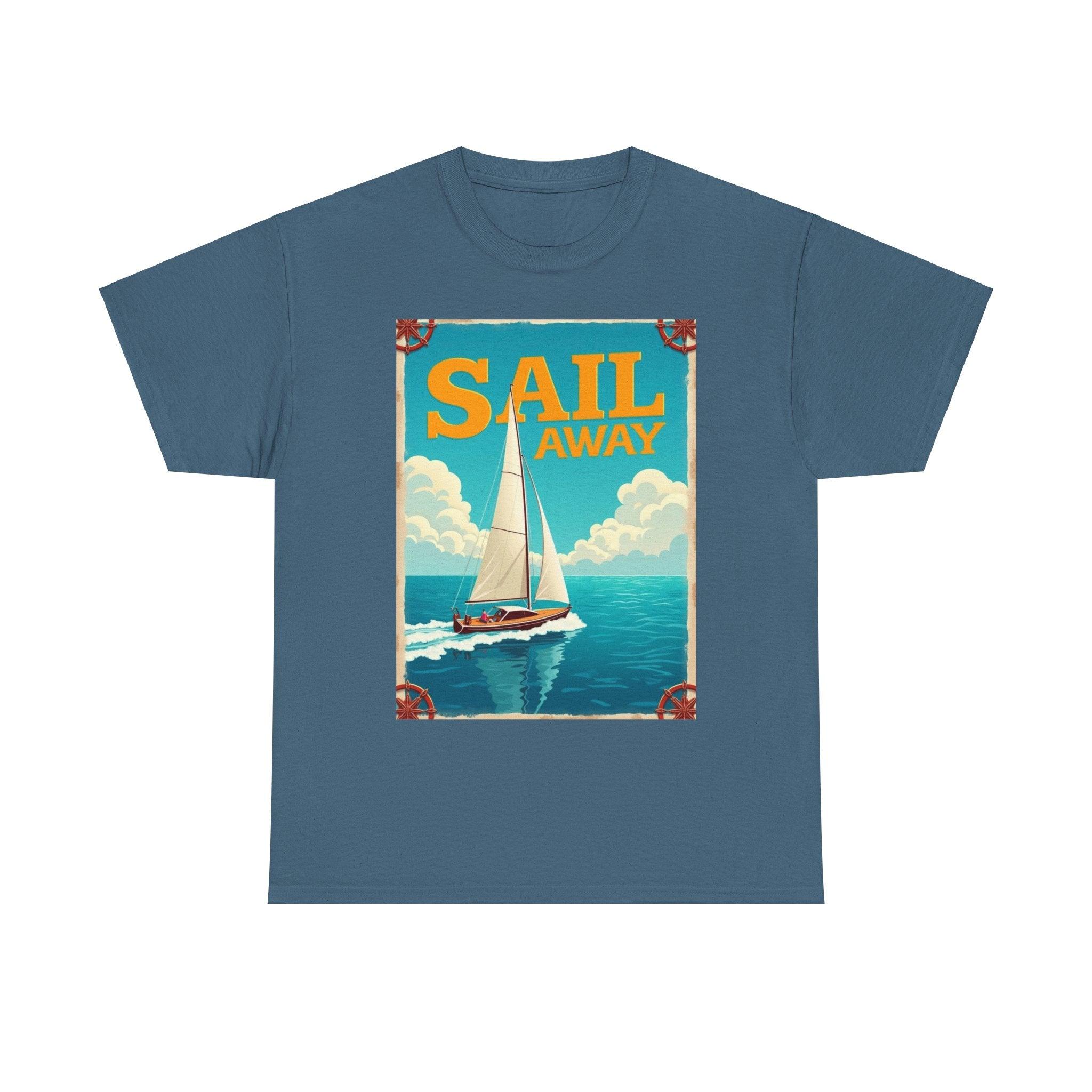 Sail Away Tee - Unisex Heavy Cotton for Ocean Lovers - Even Keel LLC