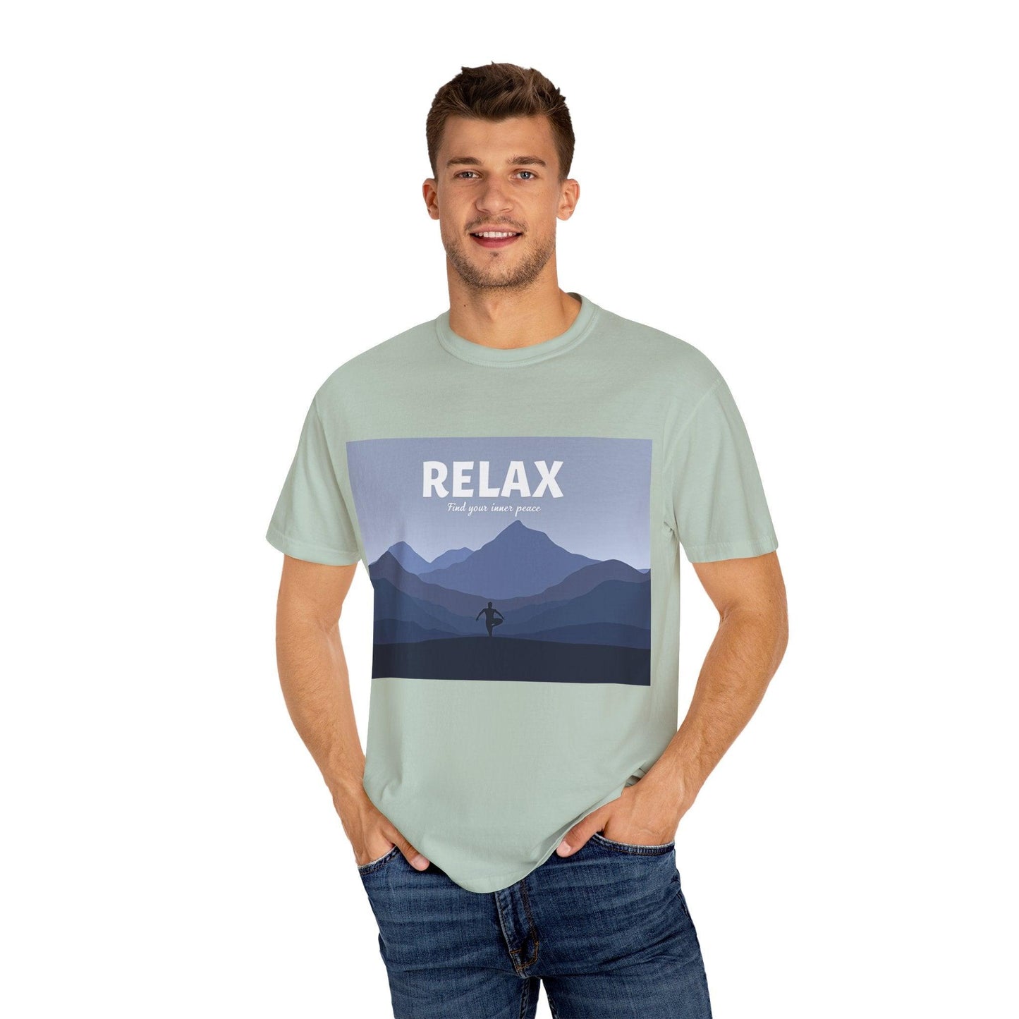 Relax - Find Your Inner Peace Dyed T-shirt for Comfort.