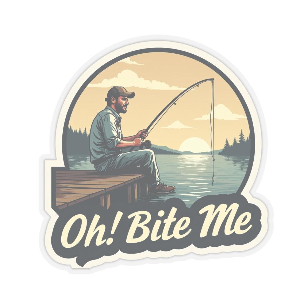 Bite Me, Fish On! Sticker for Fun Outdoor Decor Item - Even Keel LLC