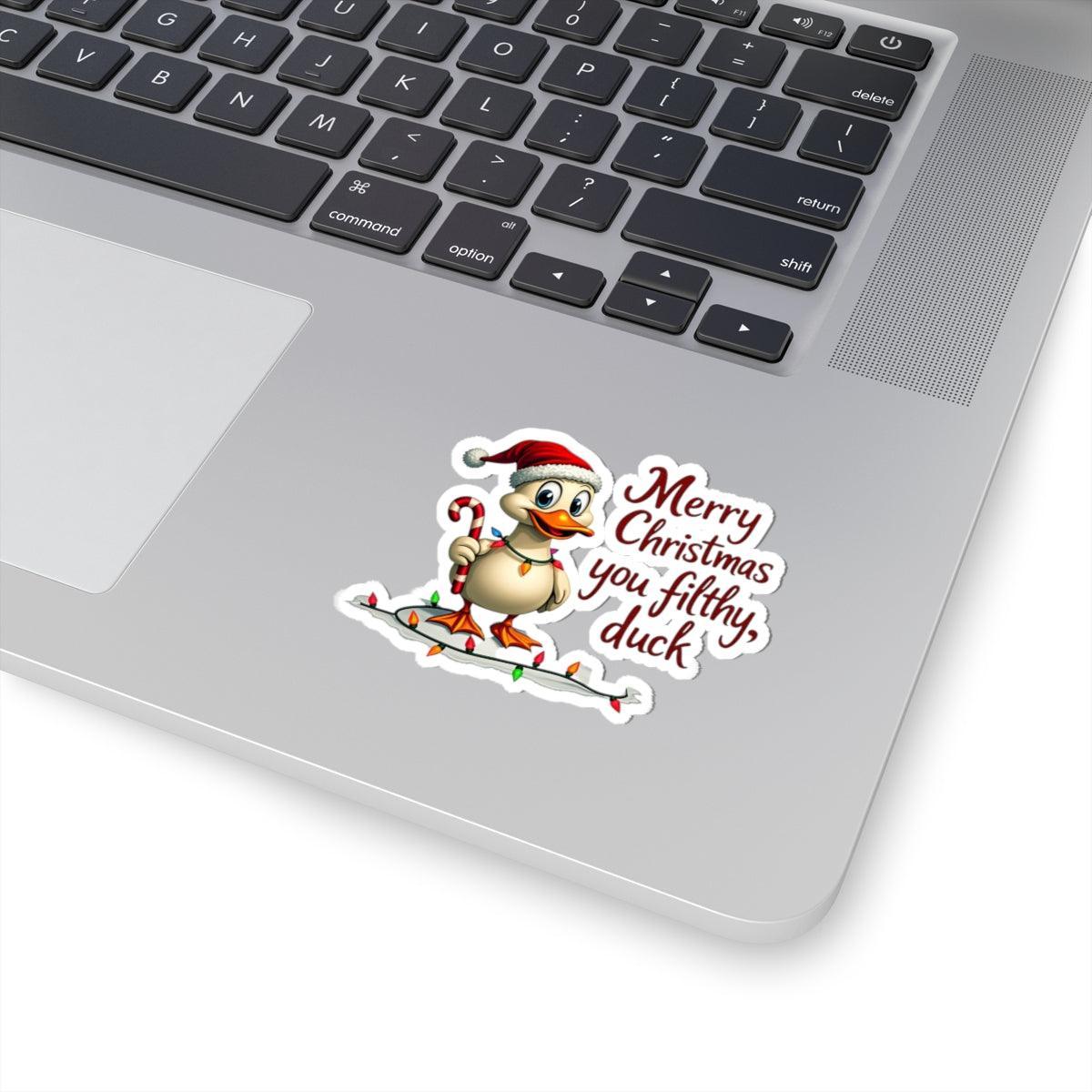 Christmas Duck Kiss-Cut Sticker for Quirky Holiday Fun - Even Keel LLC