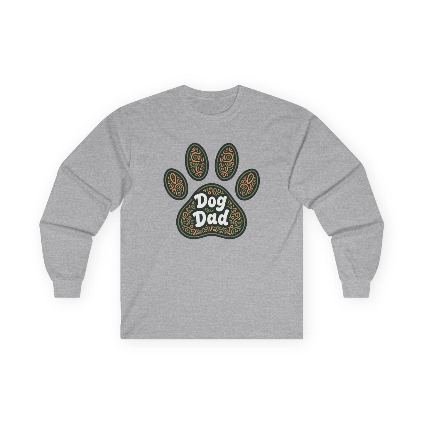 Long Sleeve Tee - Dog Dad Paw Print Design for Pet Lovers.