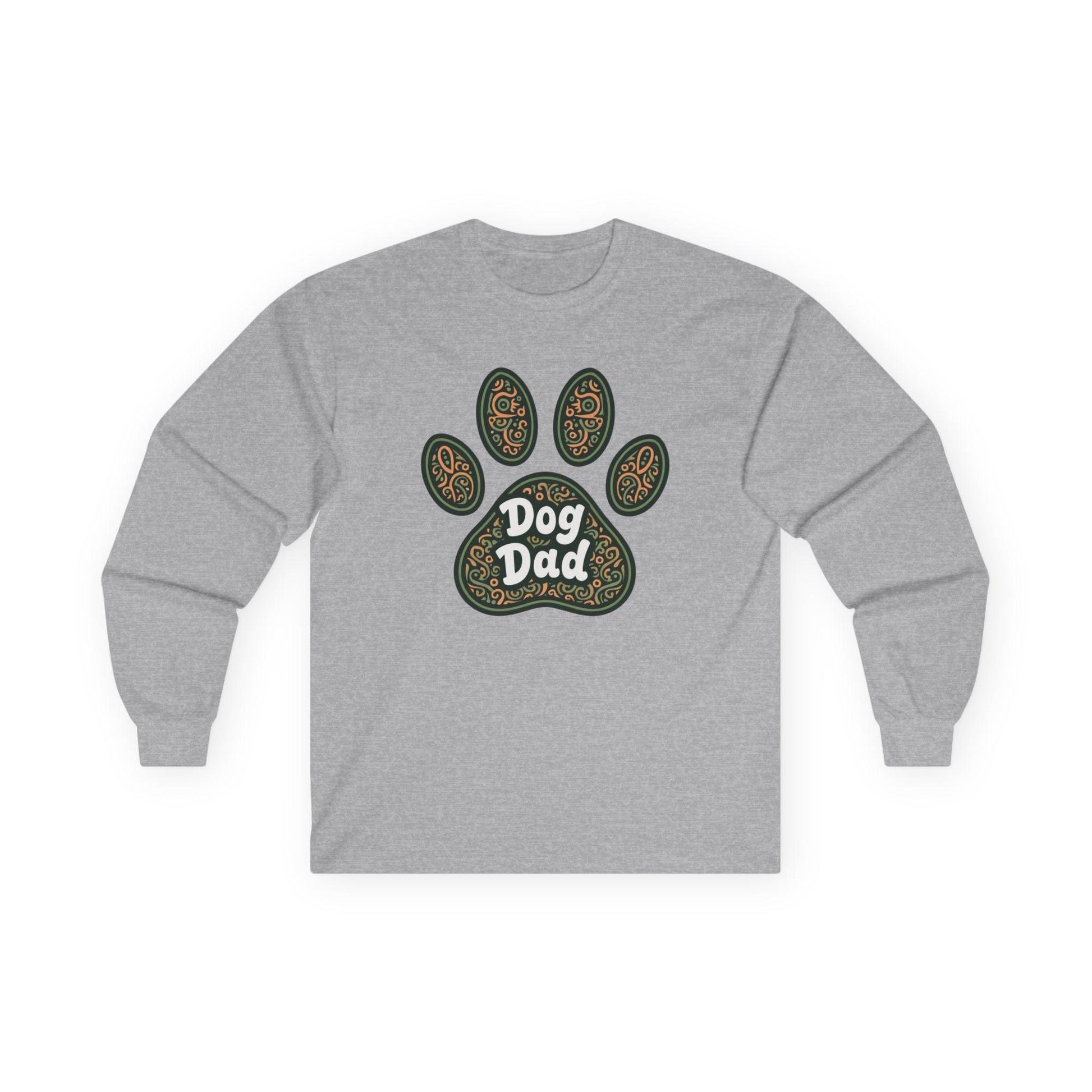 Long Sleeve Tee - Dog Dad Paw Print Design for Pet Lovers - Even Keel LLC