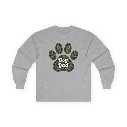 Long Sleeve Tee - Dog Dad Paw Print Design for Pet Lovers.