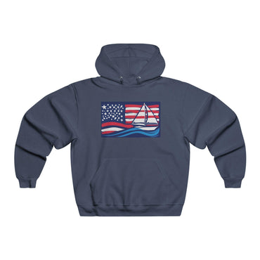 Hooded Sweatshirt United By The Sea American Flag Sailboat - Even Keel LLC