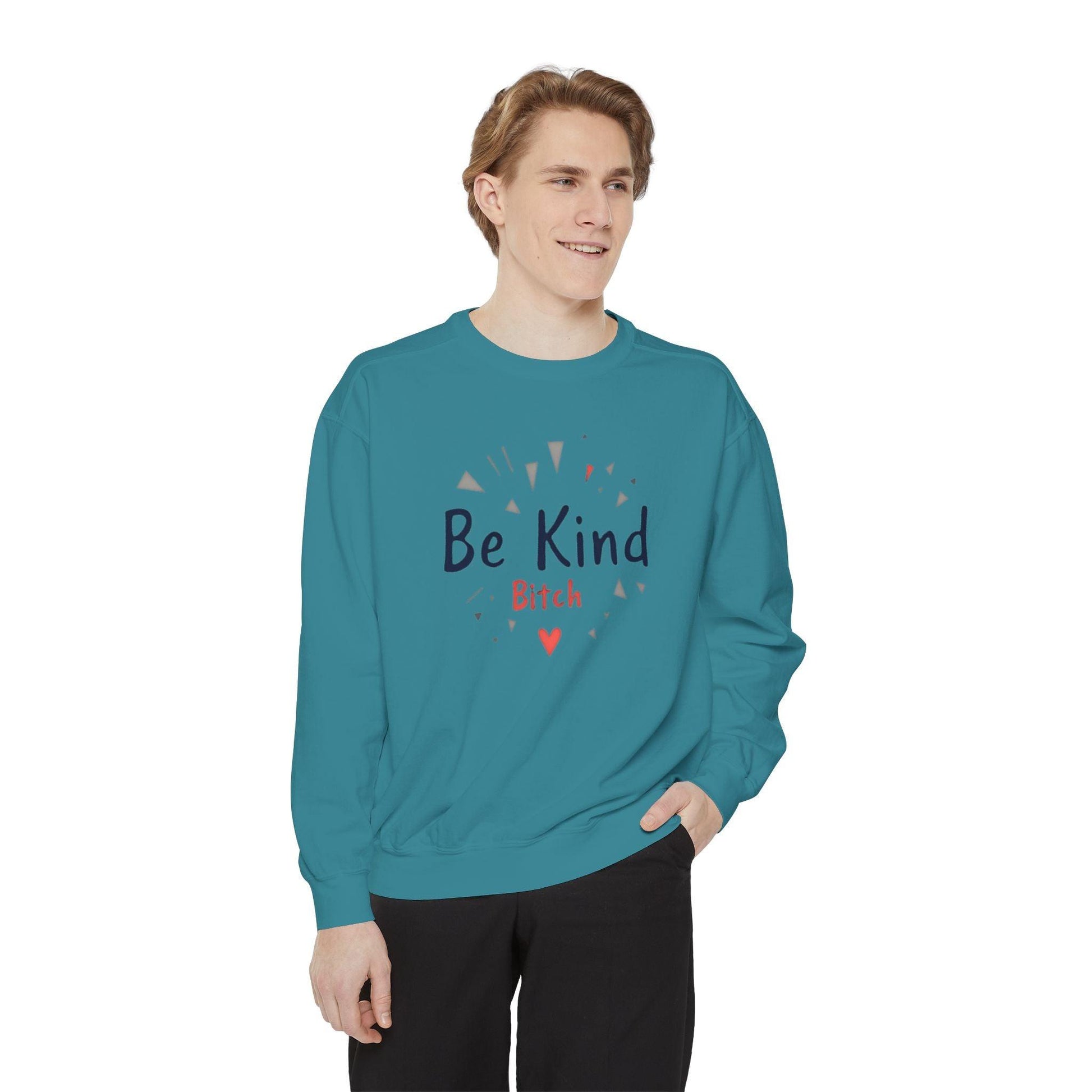 Be Kind Unisex Garment-Dyed Sweatshirt for Cozy Comfort - Even Keel LLC