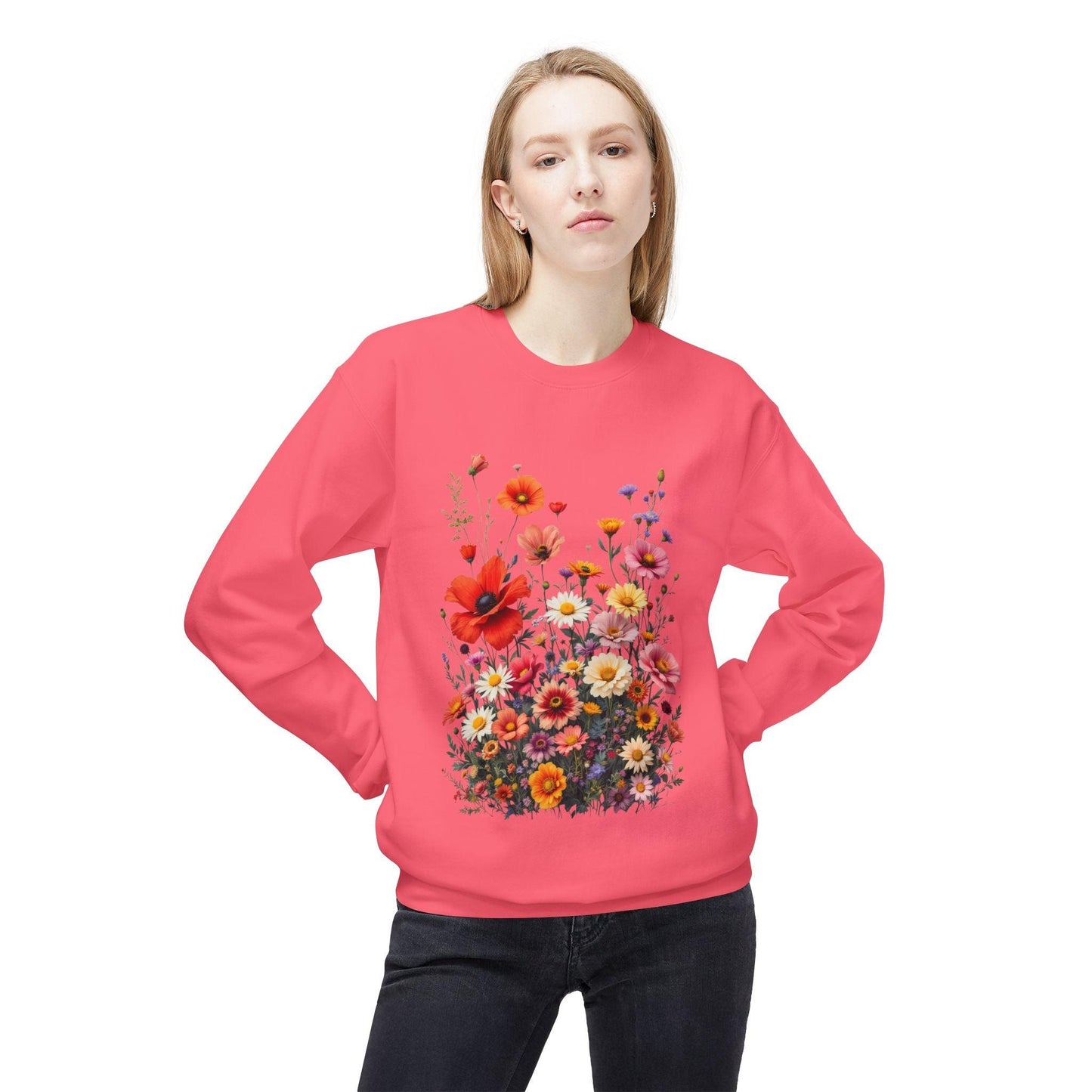 Women's Floral Sweatshirt - Softstyle Fleece Crewneck Style - Even Keel LLC