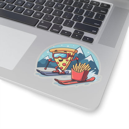 Pizza or French Fry Skier Design Fun Sticker Set - Even Keel LLC