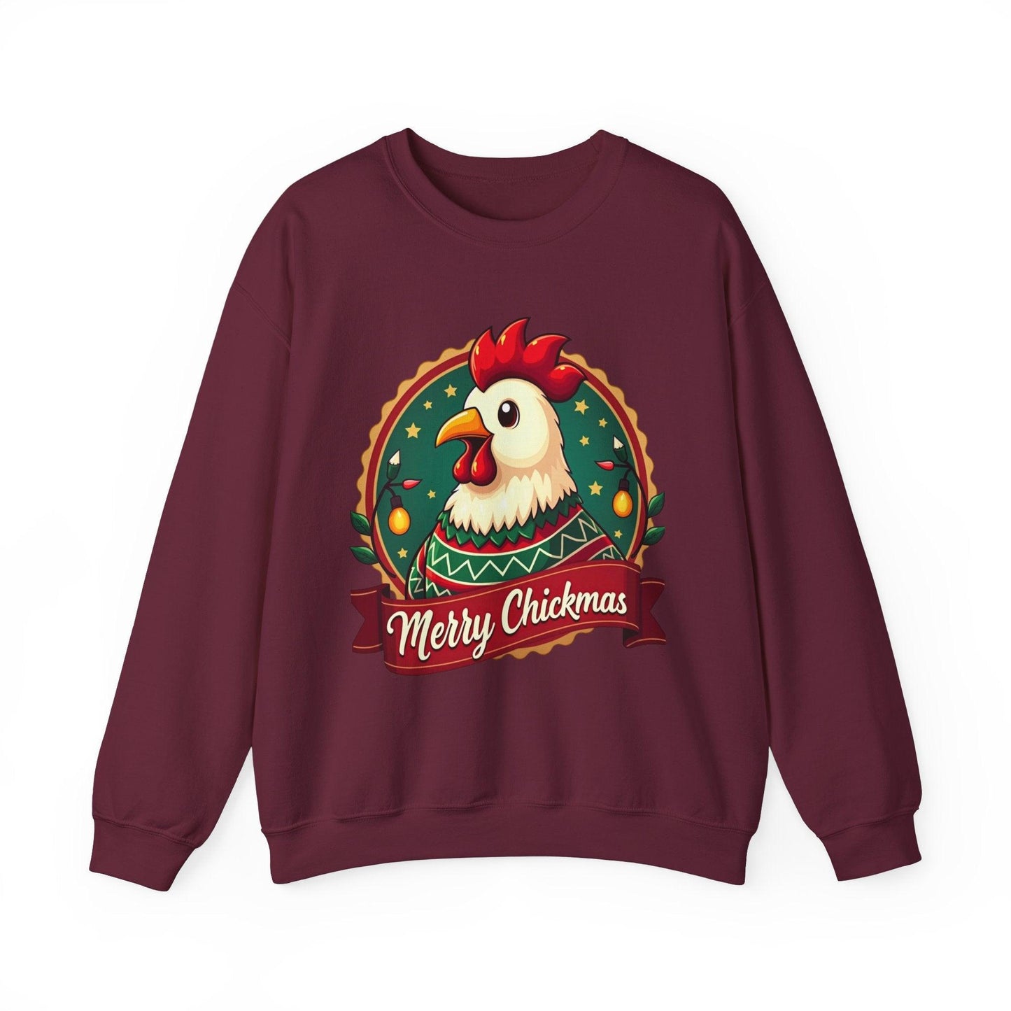 Merry Chickmas Crewneck Sweatshirt - Ugly Christmas Sweater - Even Keel LLC