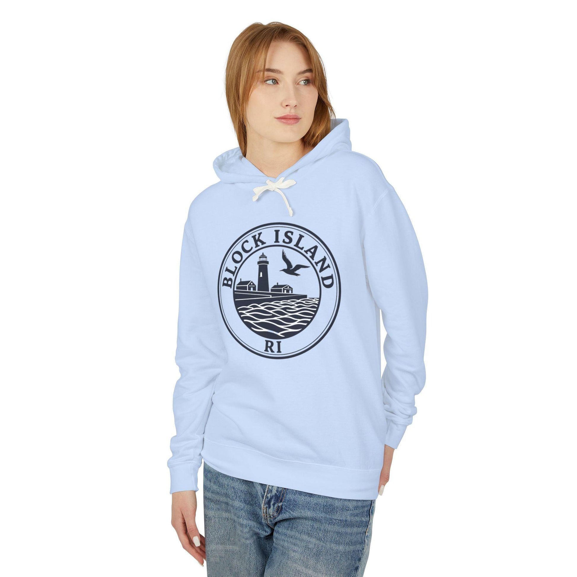 Block Island, RI Lighthouse Hooded Sweatshirt for Comfort - Even Keel LLC