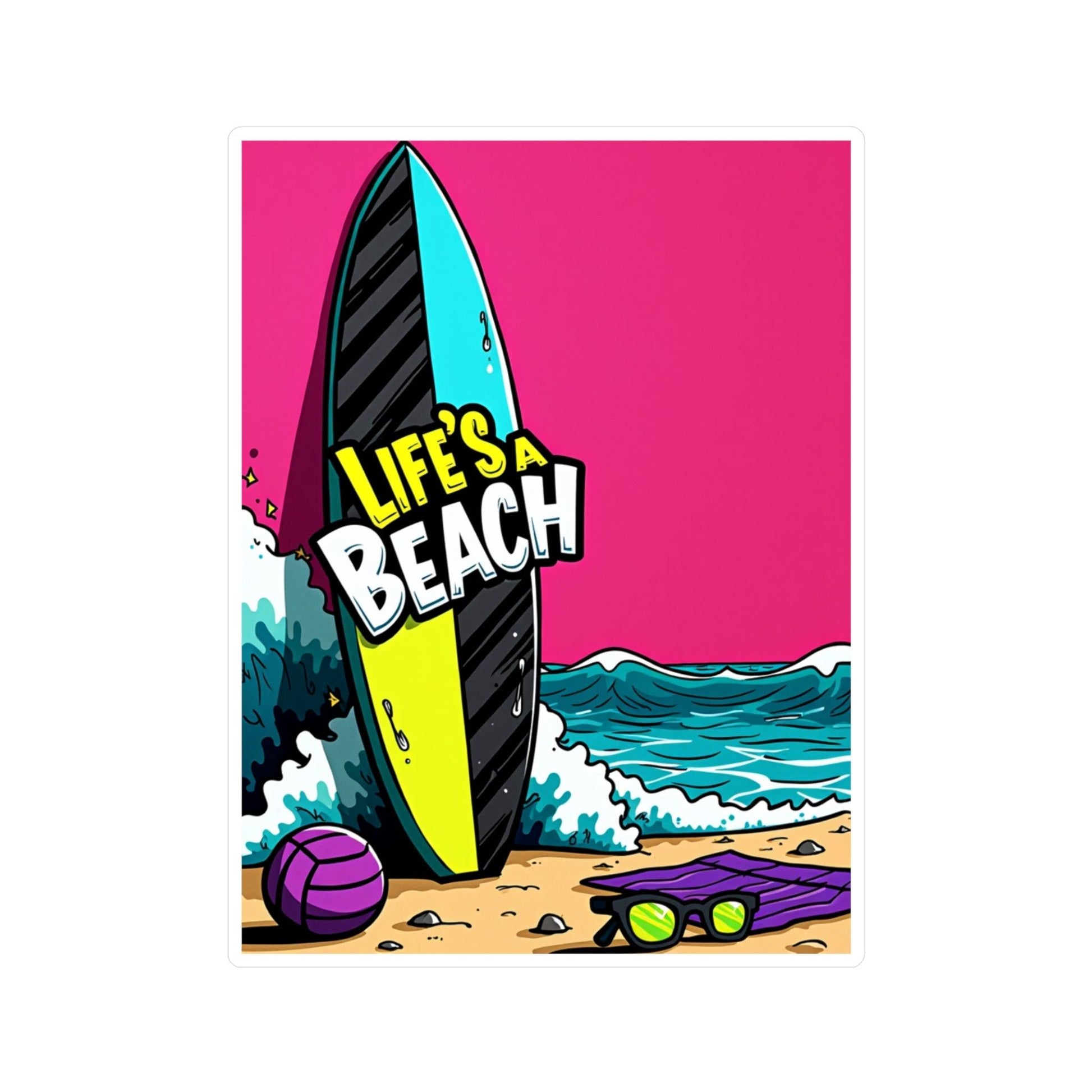 Retro Beach Kiss-Cut Decal for Laptops and Water Bottles - Even Keel LLC