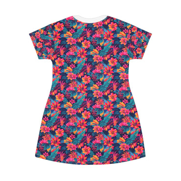 Tropical Flower Print T-Shirt Dress for Summer Vibes