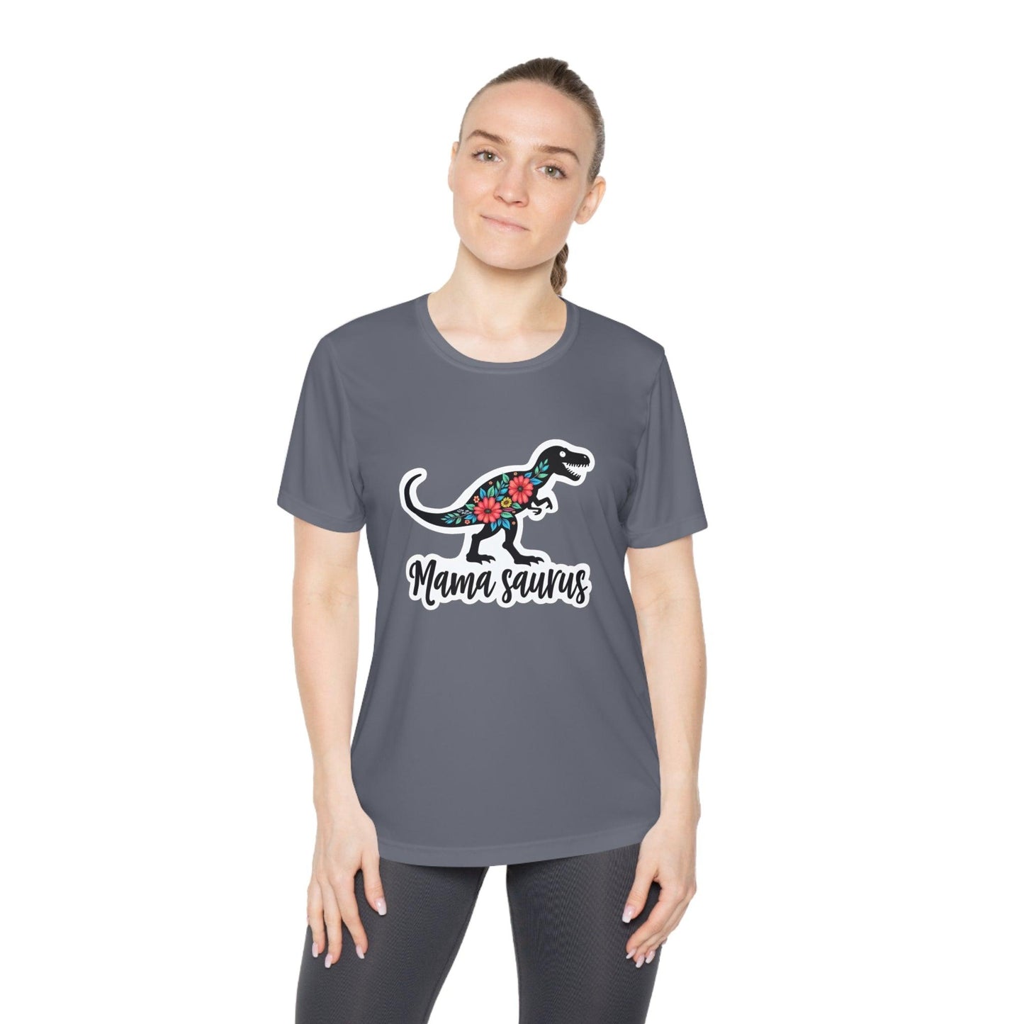 Sport-Tek Quick Dry Tee Shirt - Mama Saurus Rex Style.