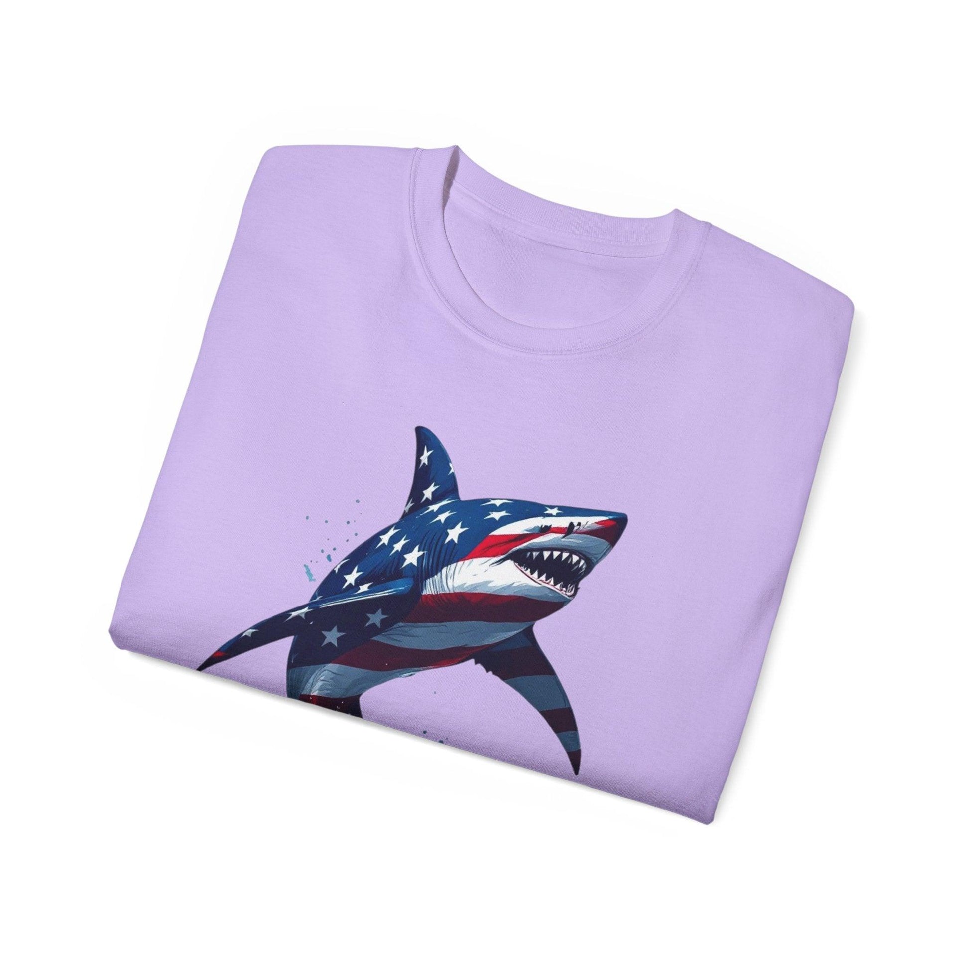 Patriotic Shark Unisex Ultra Cotton Tee | American Flag Design - Even Keel LLC