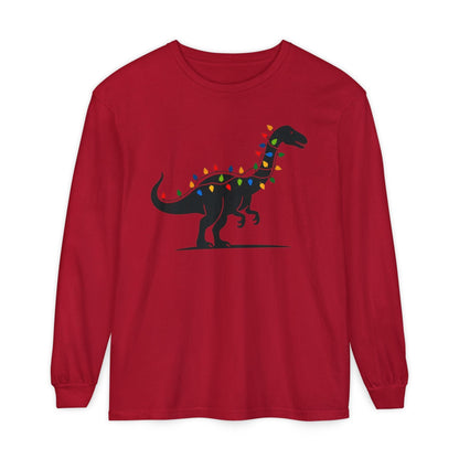 Christmas Dinosaur Long Sleeve T-Shirt for Holiday Fun - Even Keel LLC