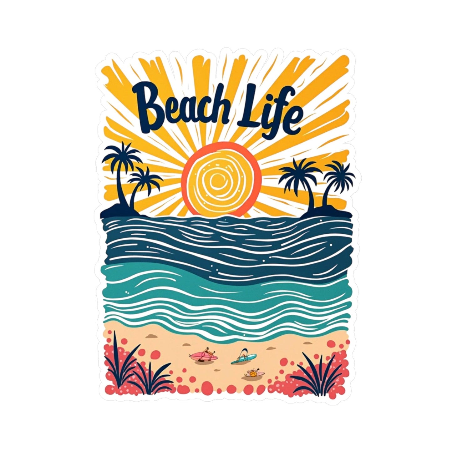 Beach Life Decal Sticker for Laptops and Water Bottles - Even Keel LLC