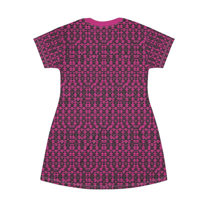 Magenta Patterned T-Shirt Dress - Comfortable Casual Floral Dress - Even Keel LLC