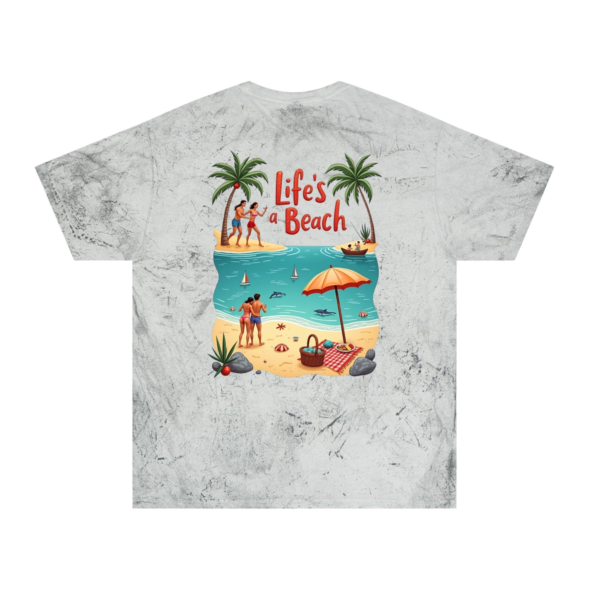 Life's a Beach - Unisex Color Blasted T-Shirt Double Sided - Even Keel LLC