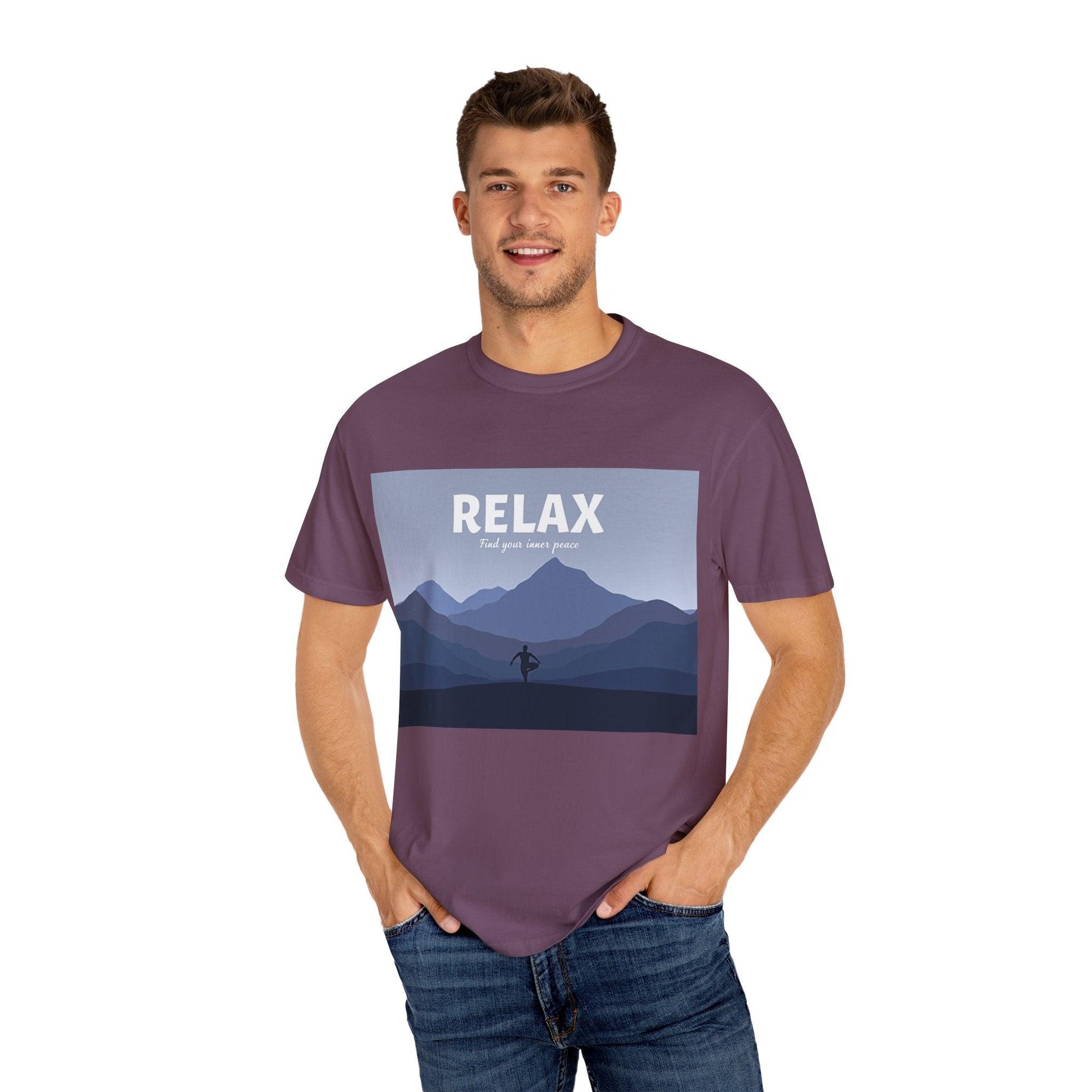 Relax - Find Your Inner Peace Dyed T-shirt for Comfort - Even Keel LLC