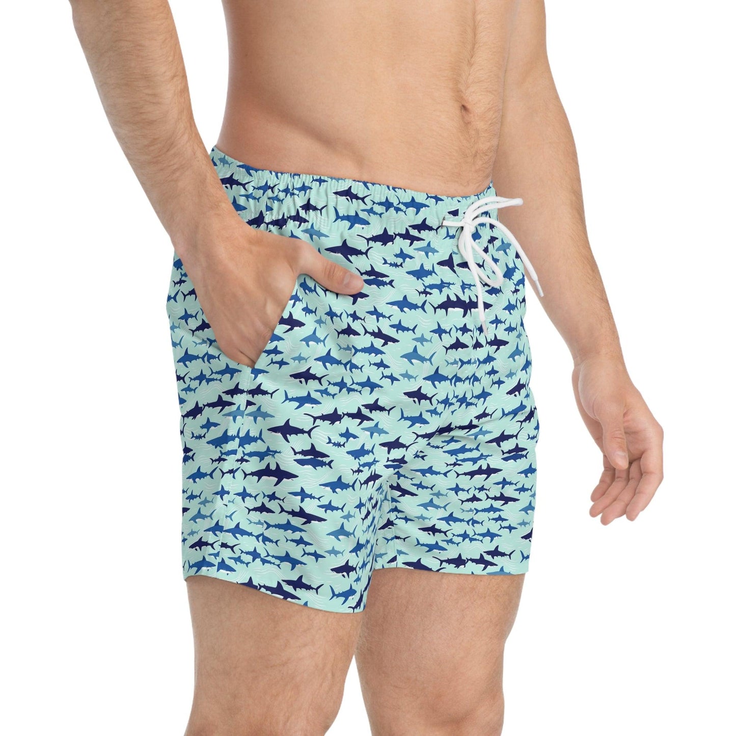 Shark Pattern Swim Trunks for Beach Days and Summer Fun - Even Keel LLC