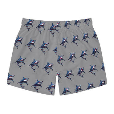 Patriotic Shark Print Swim Trunks - Perfect for Summer and Beach Adventures - Even Keel LLC